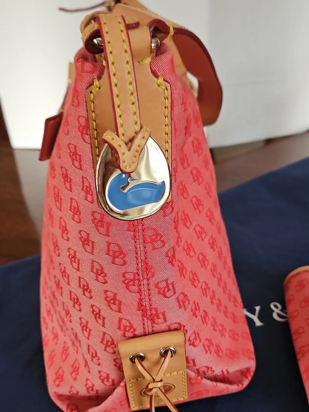 Dooney & Bourke Red Signature Logo Canvas Satchel with Matching Wristlet
